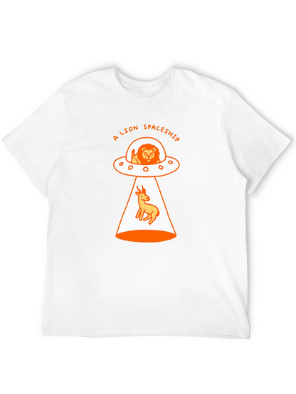 A Lion Spaceship Black T-Shirt