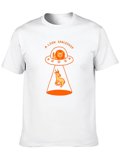 A Lion Spaceship Black T-Shirt