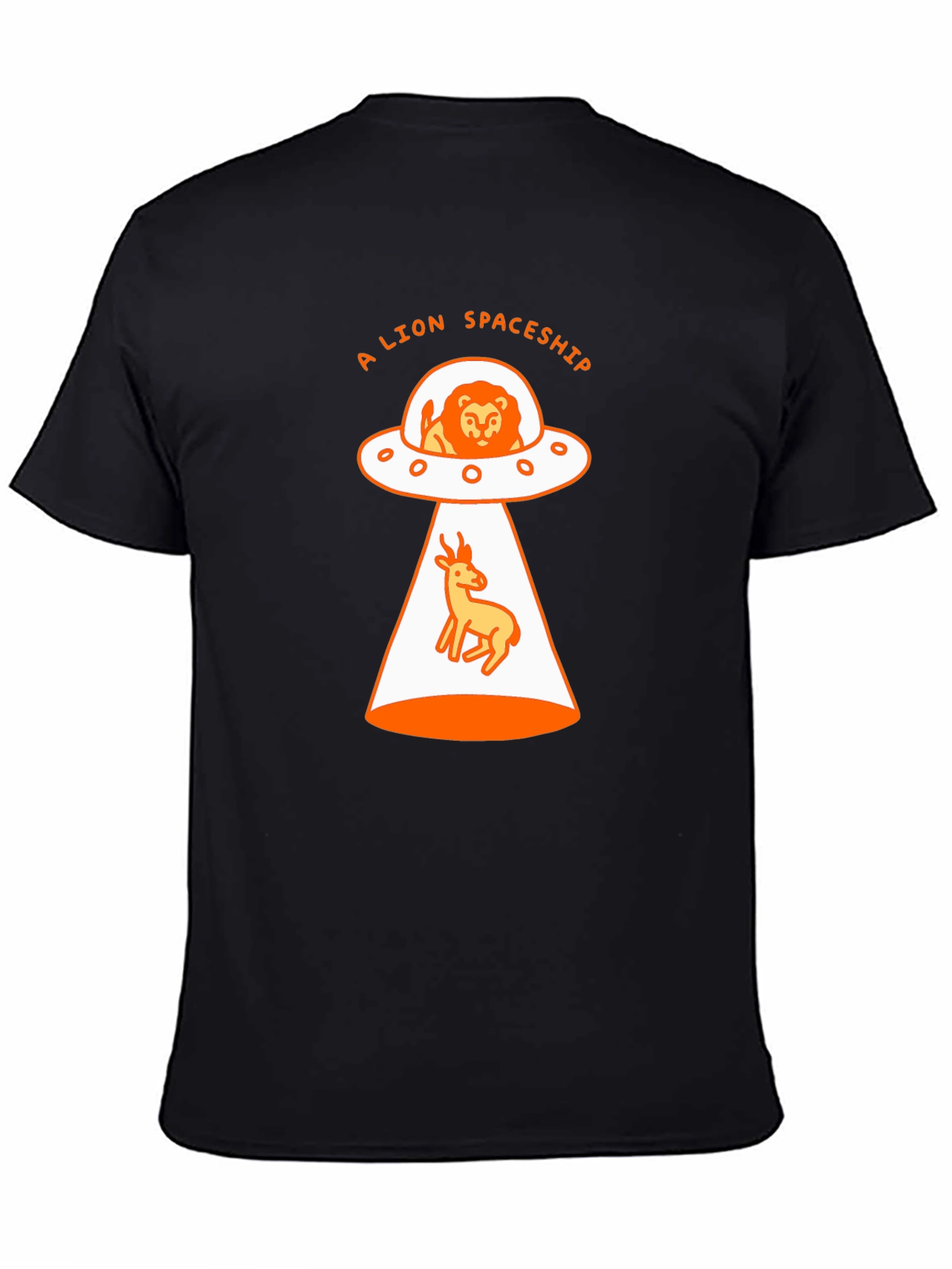 A Lion Spaceship Black T-Shirt