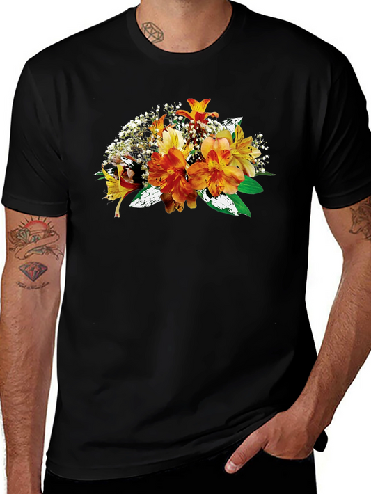 Floral Bouquet Graphic Black T-Shirt