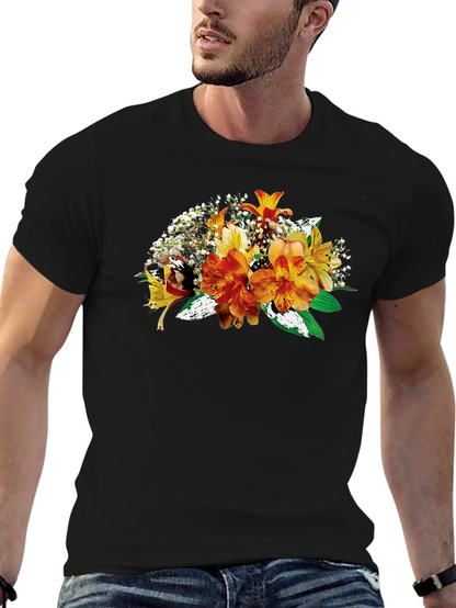 Floral Bouquet Graphic Black T-Shirt