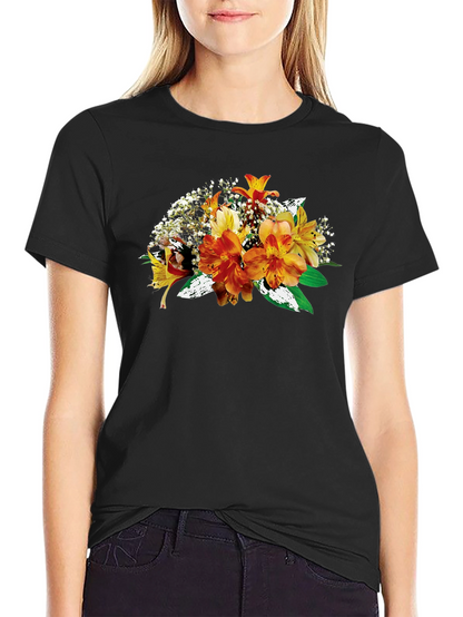 Floral Bouquet Graphic Black T-Shirt