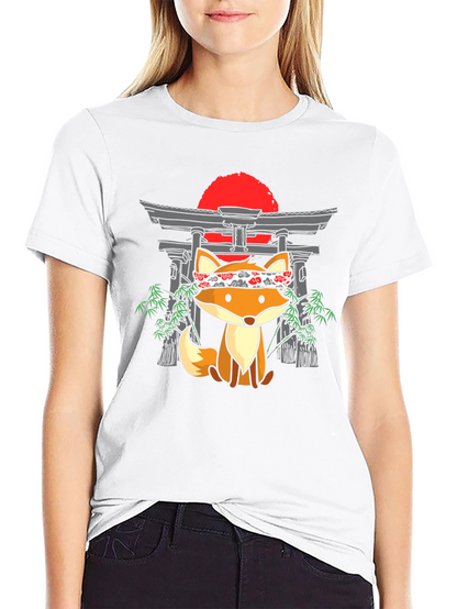 Japanese Fox T-Shirt: Cute Anime Design