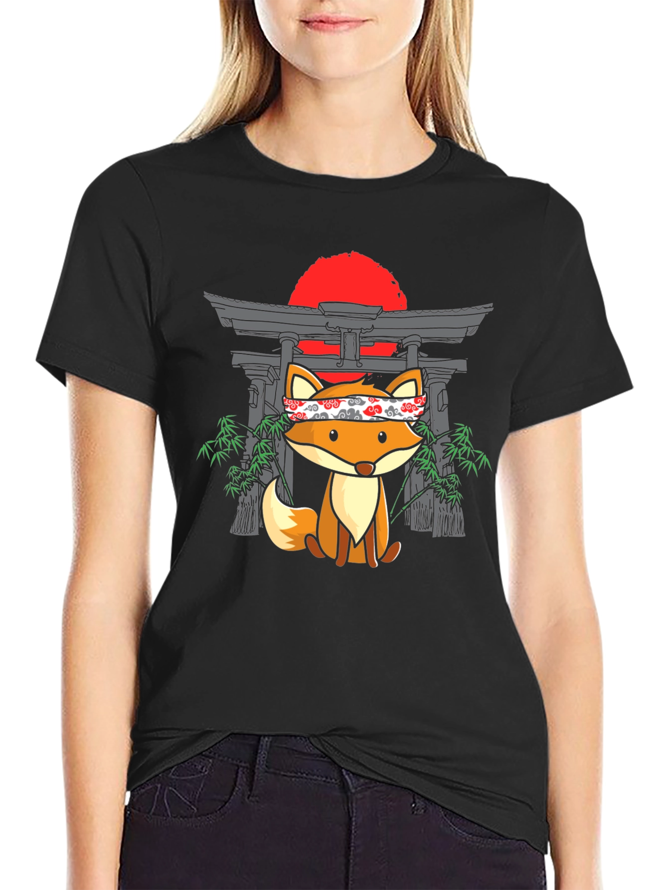Japanese Fox T-Shirt: Cute Anime Design