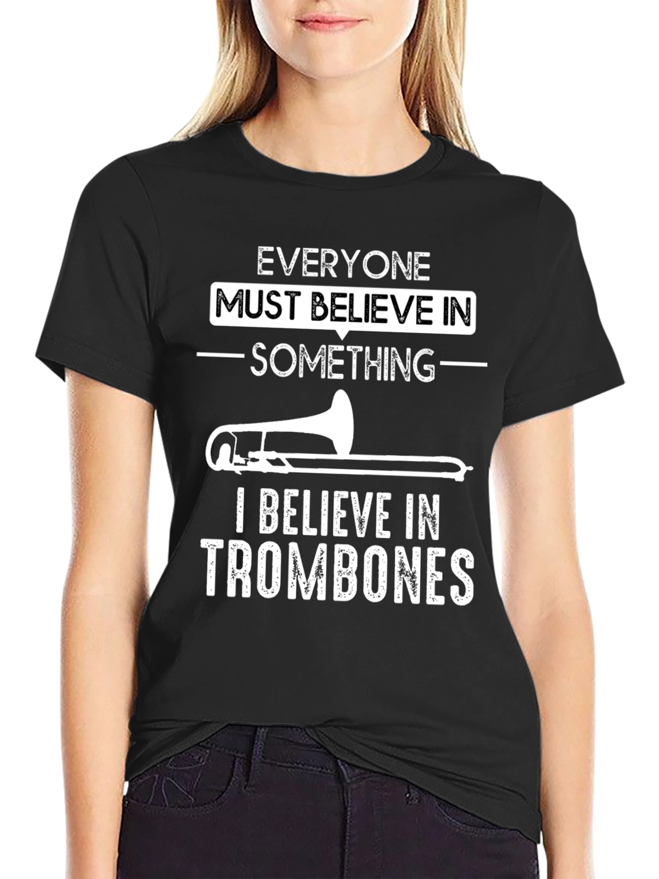 Trombone Believer Graphic T-Shirt - Black