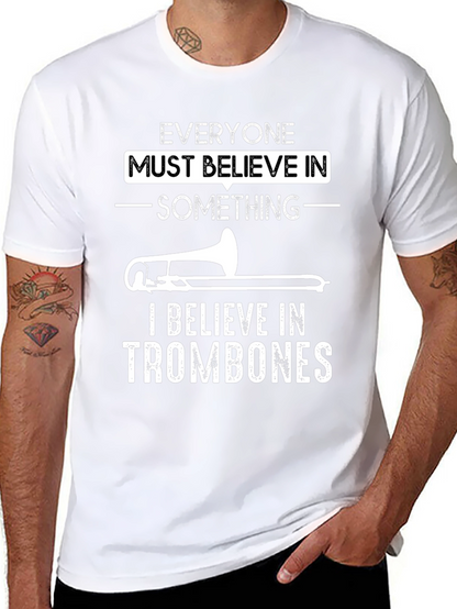 Trombone Believer Graphic T-Shirt - Black