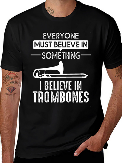 Trombone Believer Graphic T-Shirt - Black