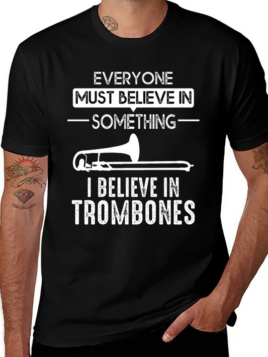 Trombone Believer Graphic T-Shirt - Black