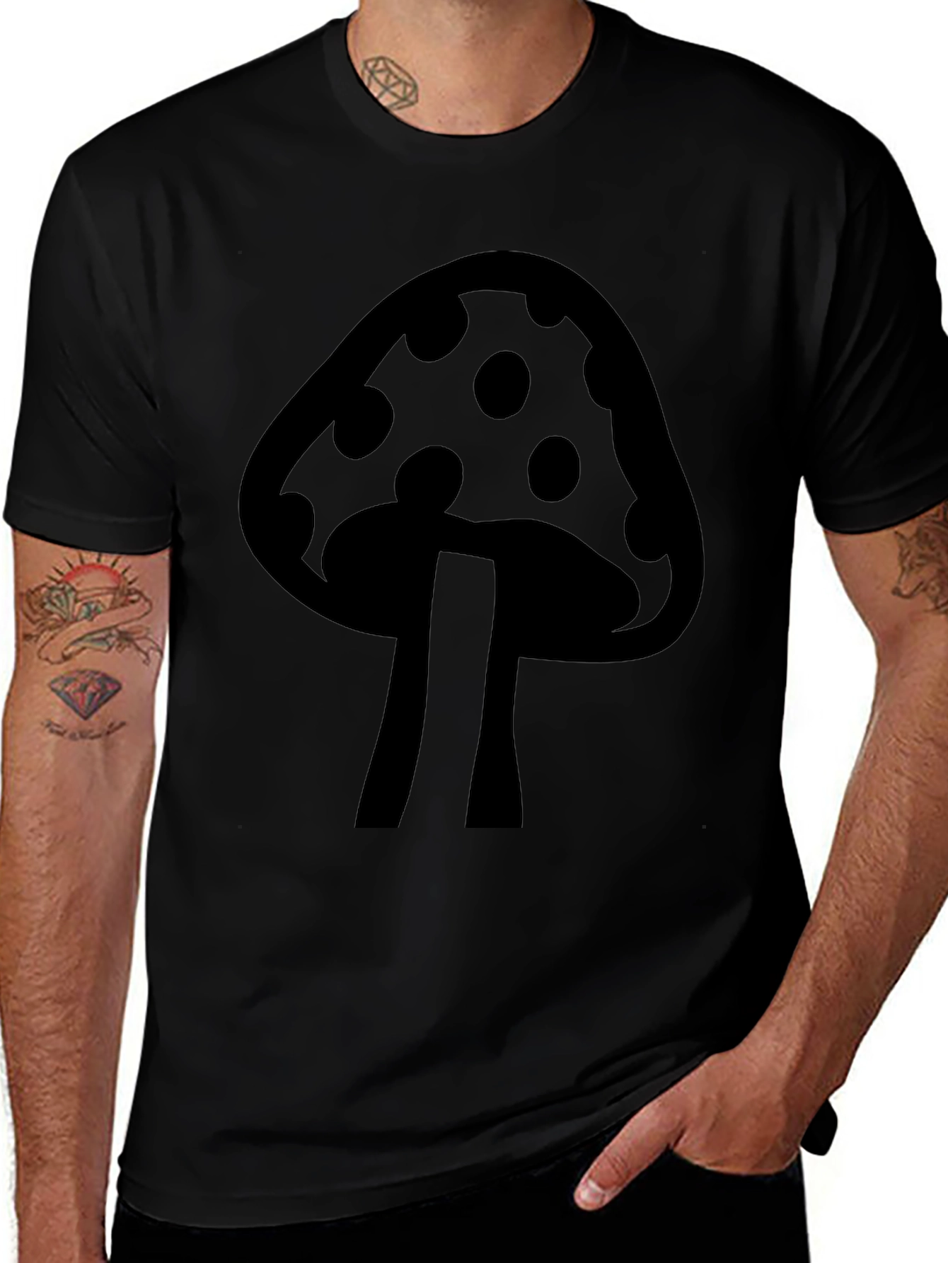 Mushroom Graphic Tee - Cool Black T-Shirt