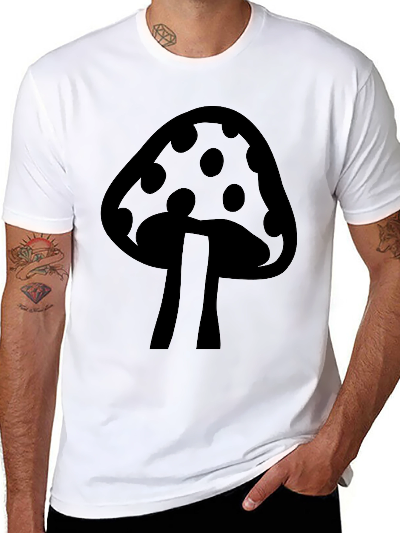 Mushroom Graphic Tee - Cool Black T-Shirt