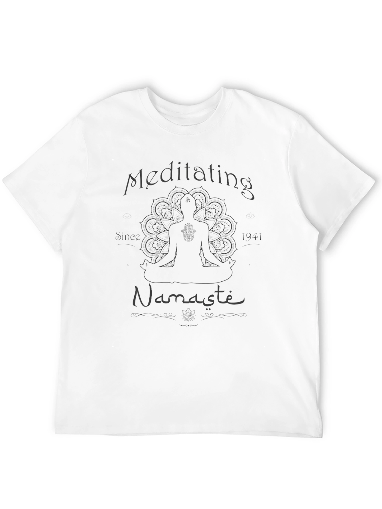 Meditating Namaste Tee - Soft Black Cotton