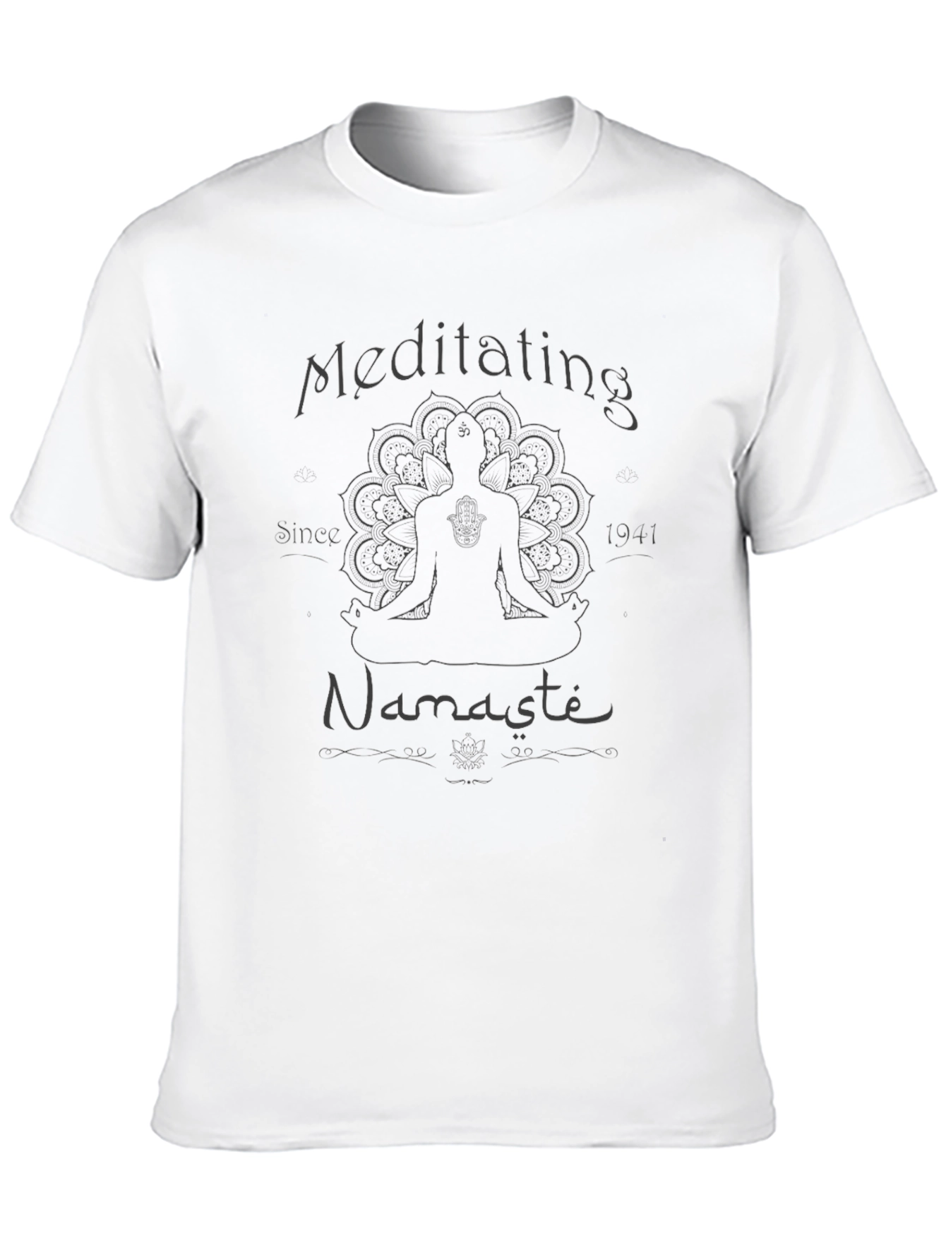 Meditating Namaste Tee - Soft Black Cotton