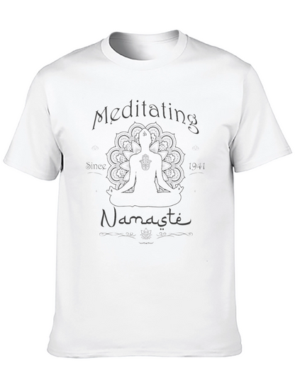 Meditating Namaste Tee - Soft Black Cotton
