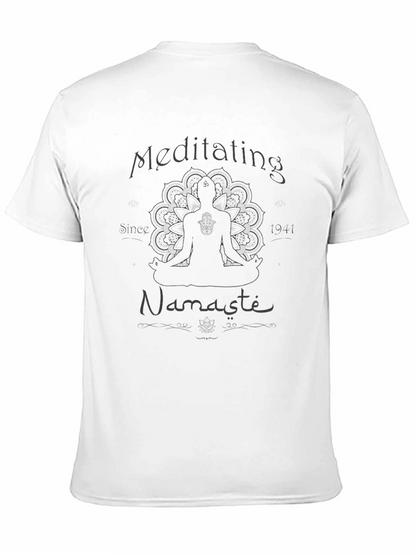 Meditating Namaste Tee - Soft Black Cotton