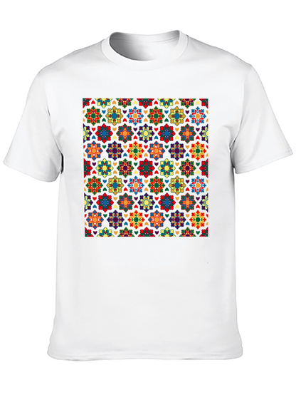 Patterned Crew Neck T-Shirt