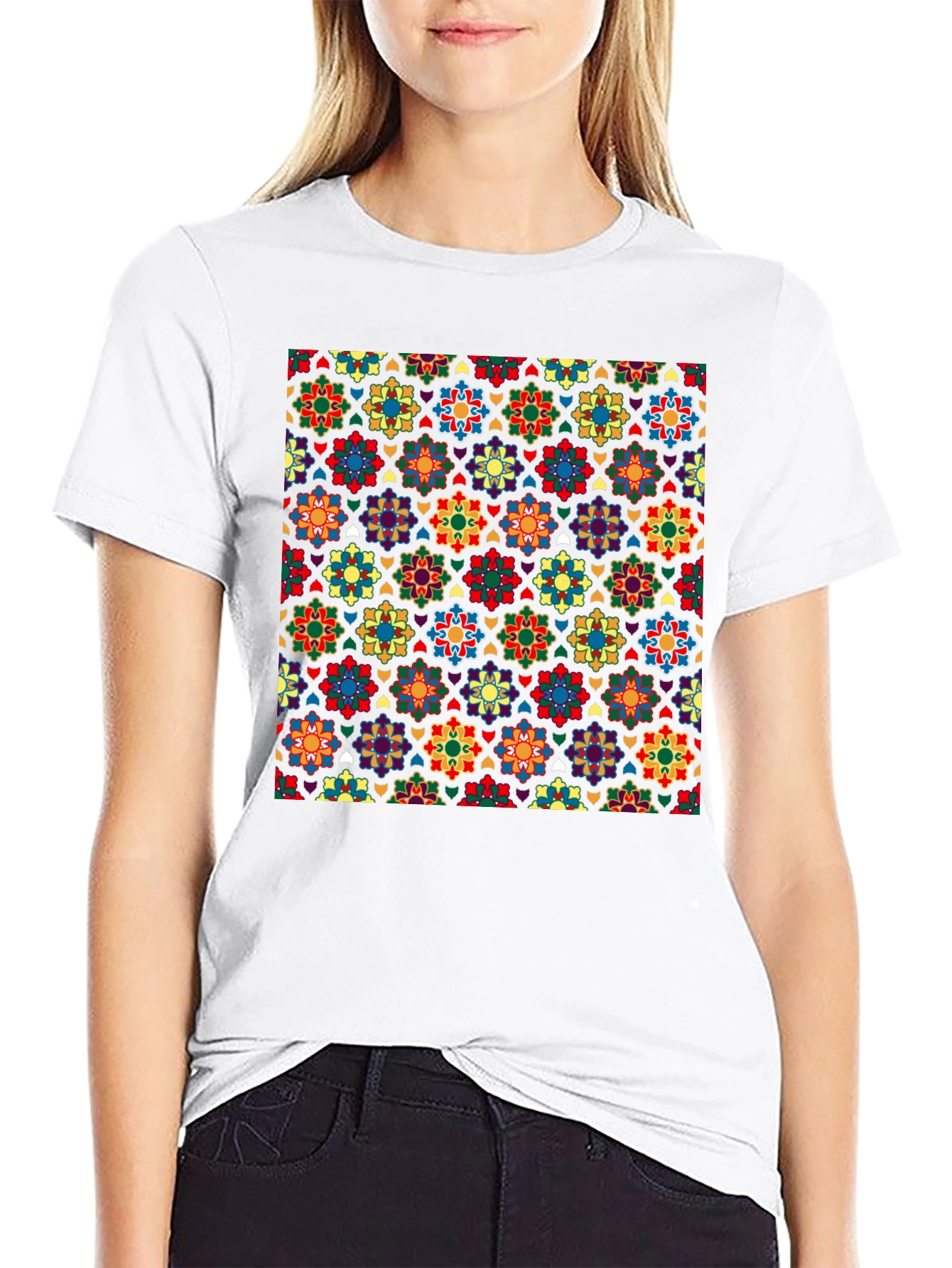 Patterned Crew Neck T-Shirt