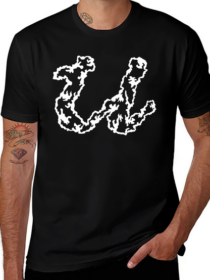 Abstract U Graphic Black T-Shirt