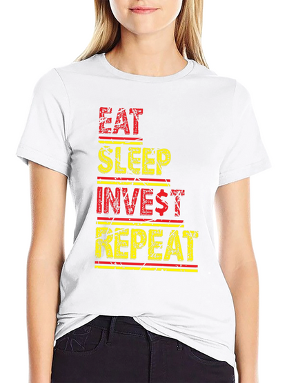 Eat Sleep Invest Repeat Black Graphic Tee