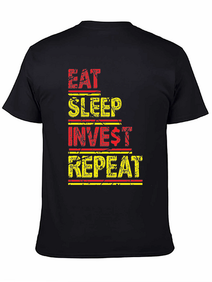 Eat Sleep Invest Repeat Black Graphic Tee