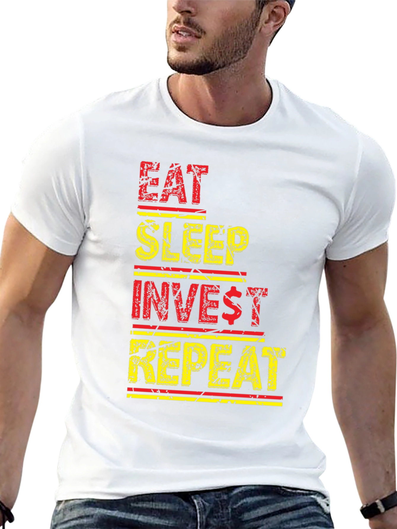 Eat Sleep Invest Repeat Black Graphic Tee