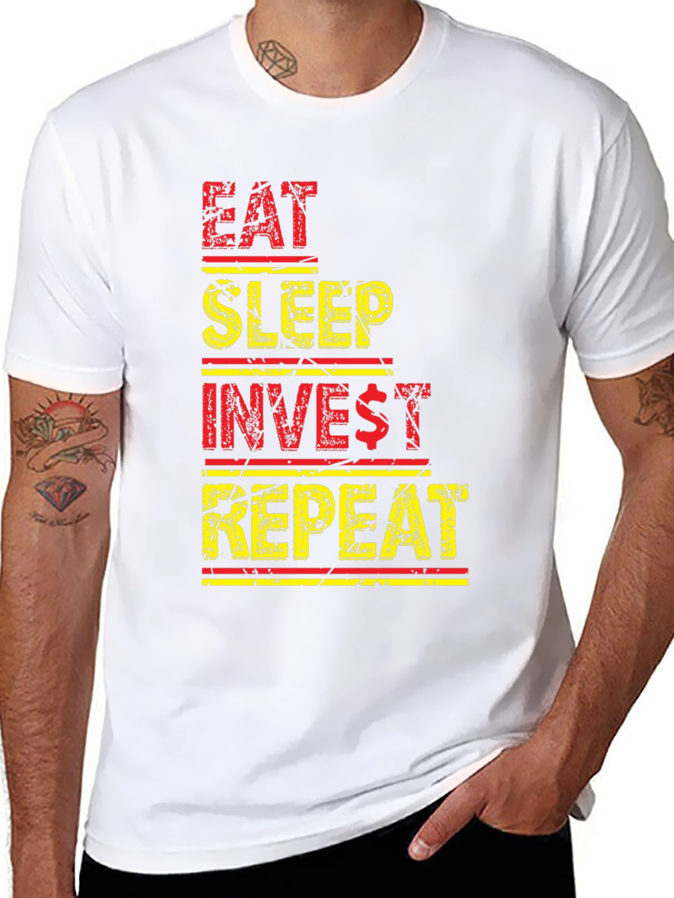Eat Sleep Invest Repeat Black Graphic Tee
