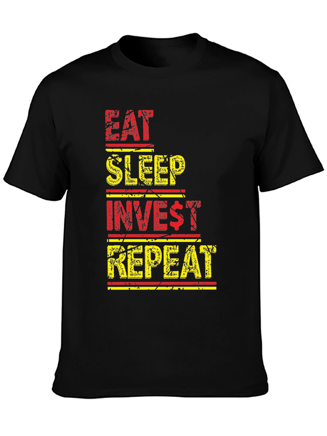 Eat Sleep Invest Repeat Black Graphic Tee