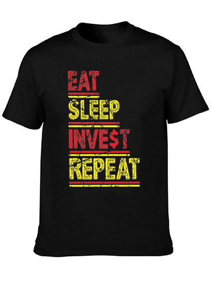 Eat Sleep Invest Repeat Black Graphic Tee