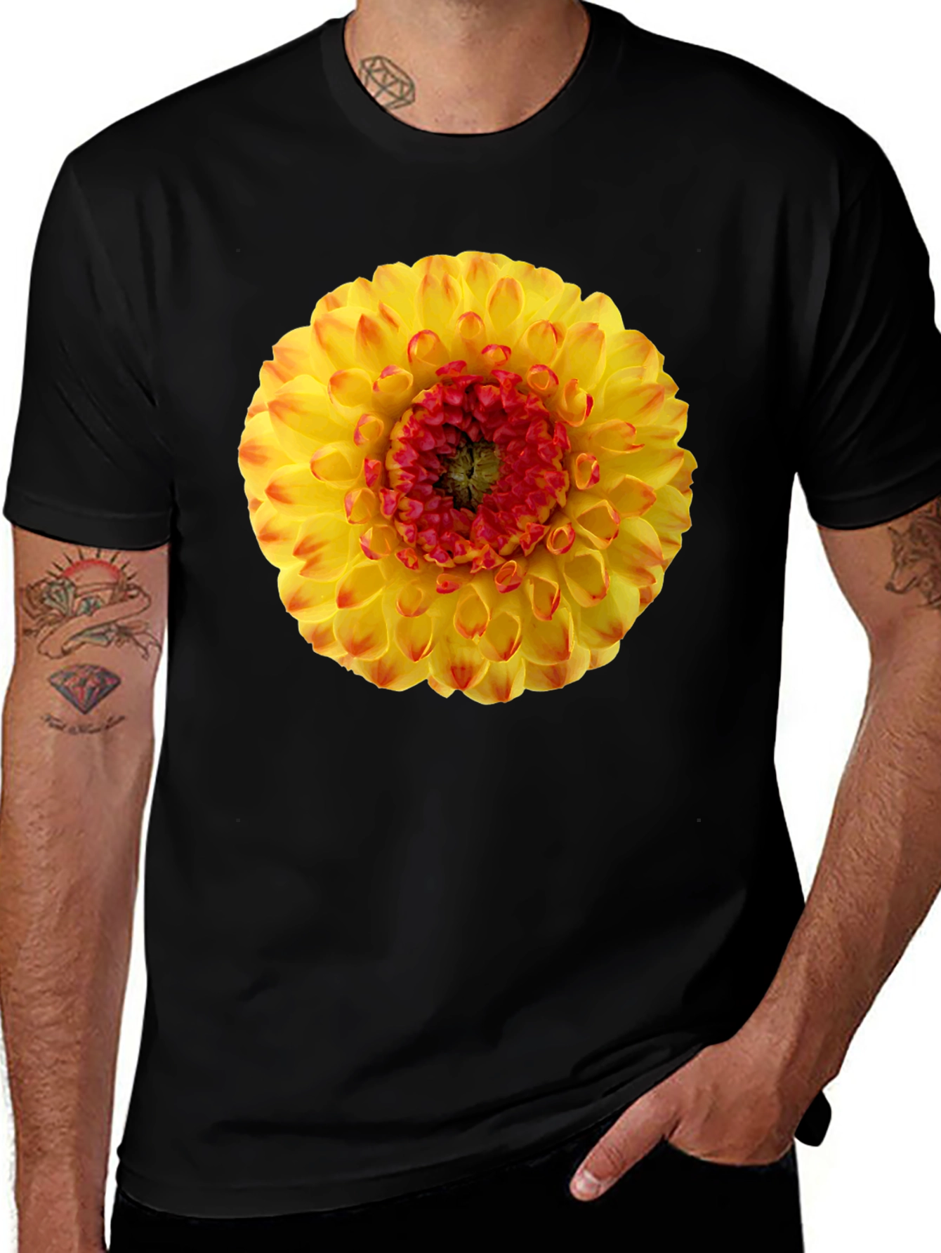 Dahlia Flower Graphic Print T-Shirt