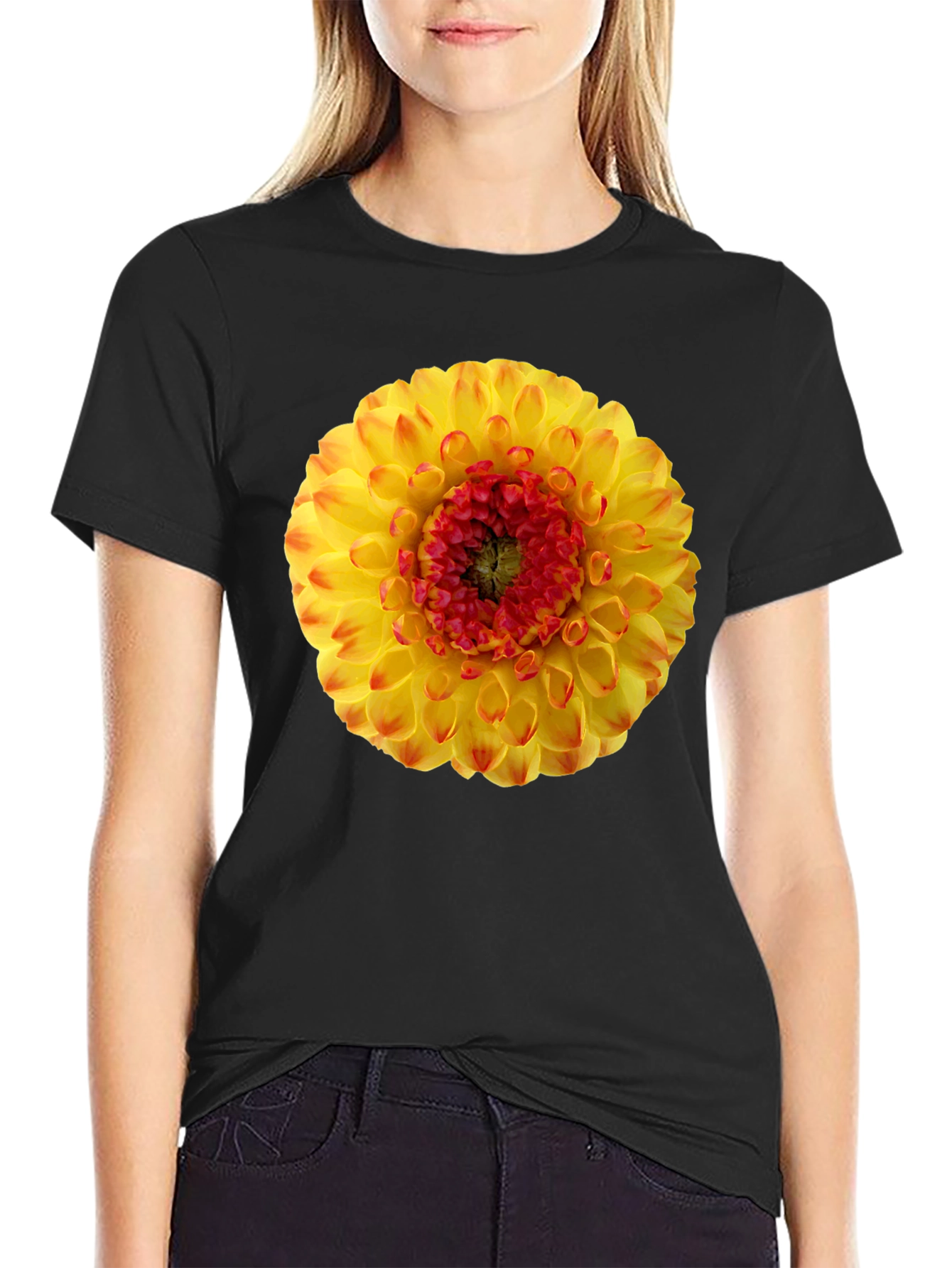Dahlia Flower Graphic Print T-Shirt