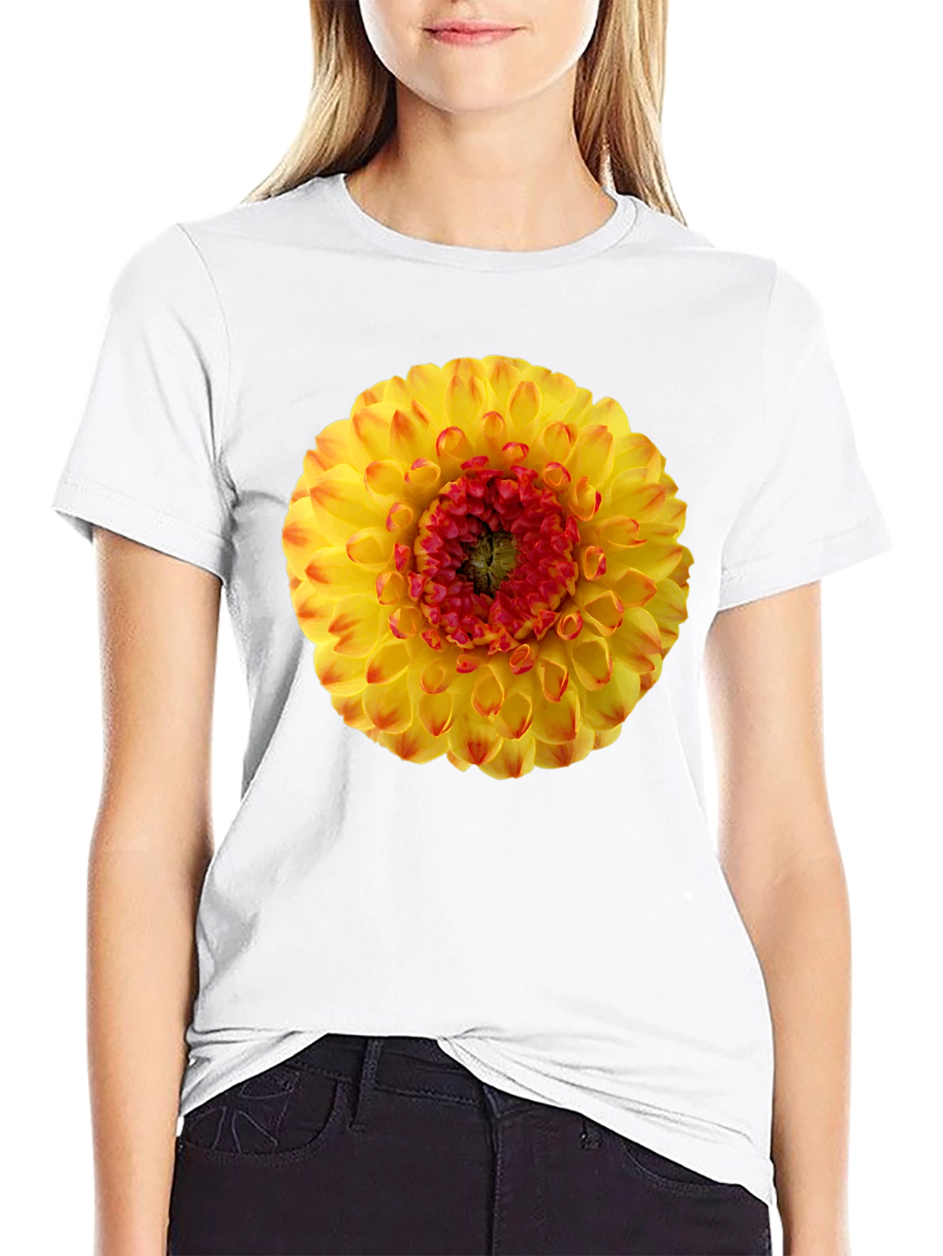 Dahlia Flower Graphic Print T-Shirt