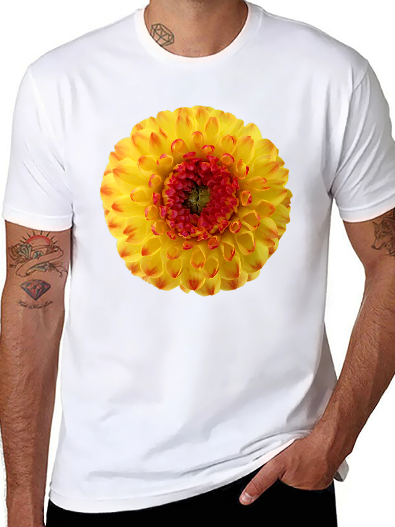 Dahlia Flower Graphic Print T-Shirt