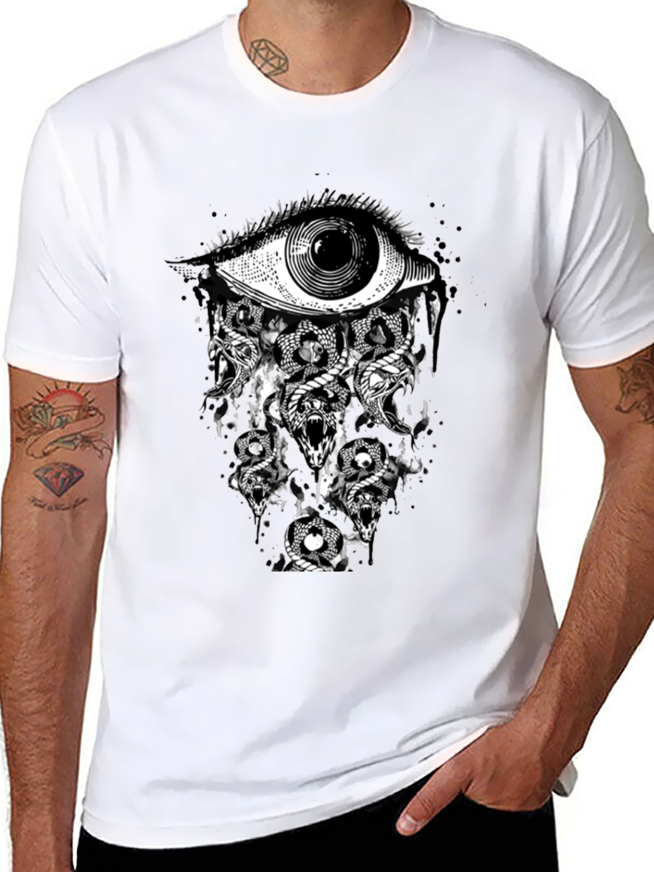 Eye & Snakes Graphic Tee - Black