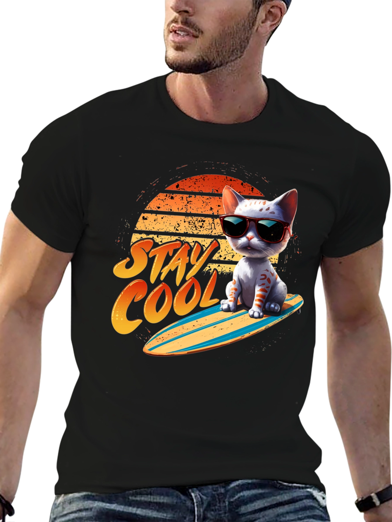Cool Cat Surfboard T-Shirt