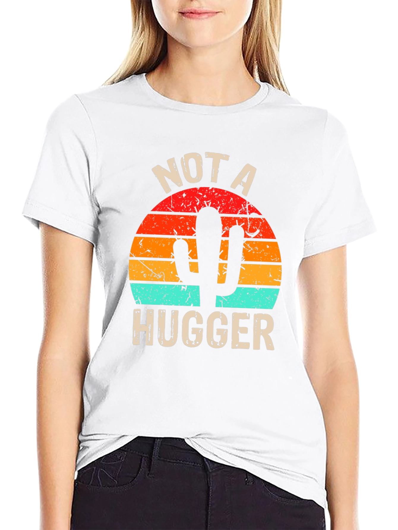 Not A Hugger Cactus Graphic T-Shirt