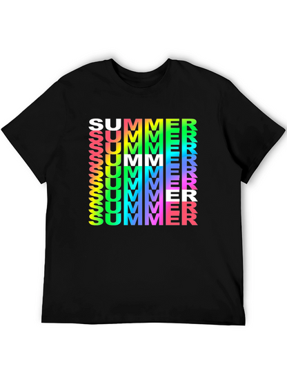 Summer Vibes Graphic Tee - Rainbow Text Black Shirt