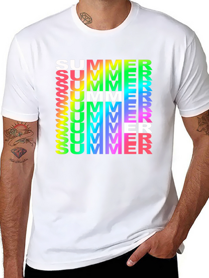 Summer Vibes Graphic Tee - Rainbow Text Black Shirt