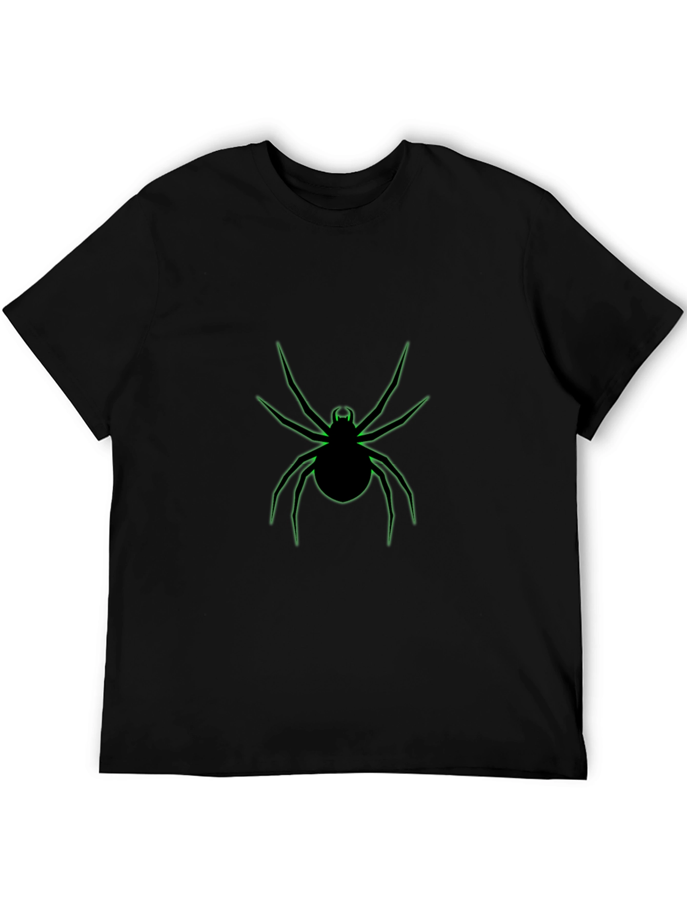 Black T-Shirt with Neon Green Spider Graphic