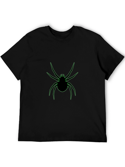 Black T-Shirt with Neon Green Spider Graphic