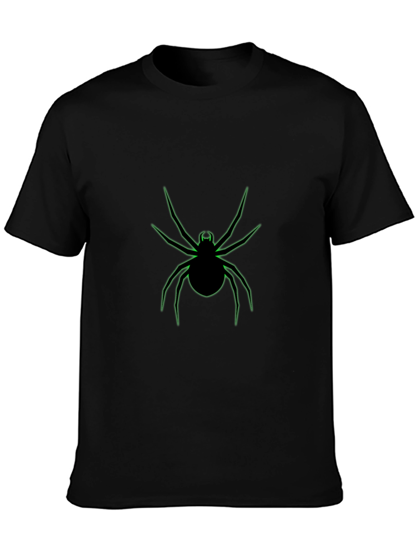 Black T-Shirt with Neon Green Spider Graphic