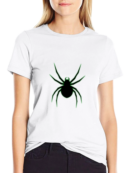 Black T-Shirt with Neon Green Spider Graphic