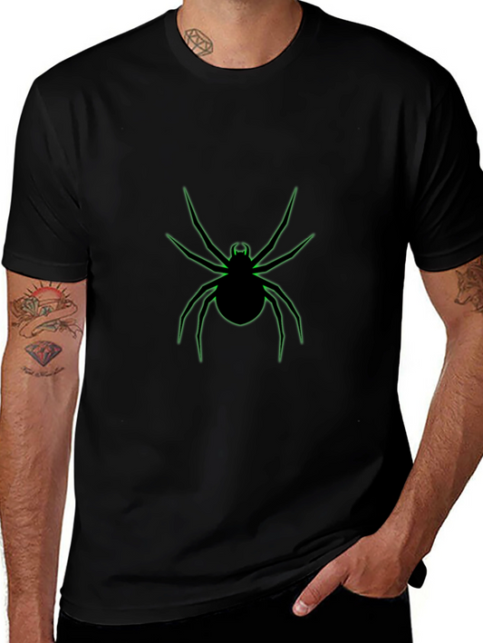 Black T-Shirt with Neon Green Spider Graphic