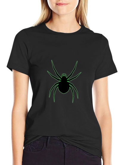 Black T-Shirt with Neon Green Spider Graphic
