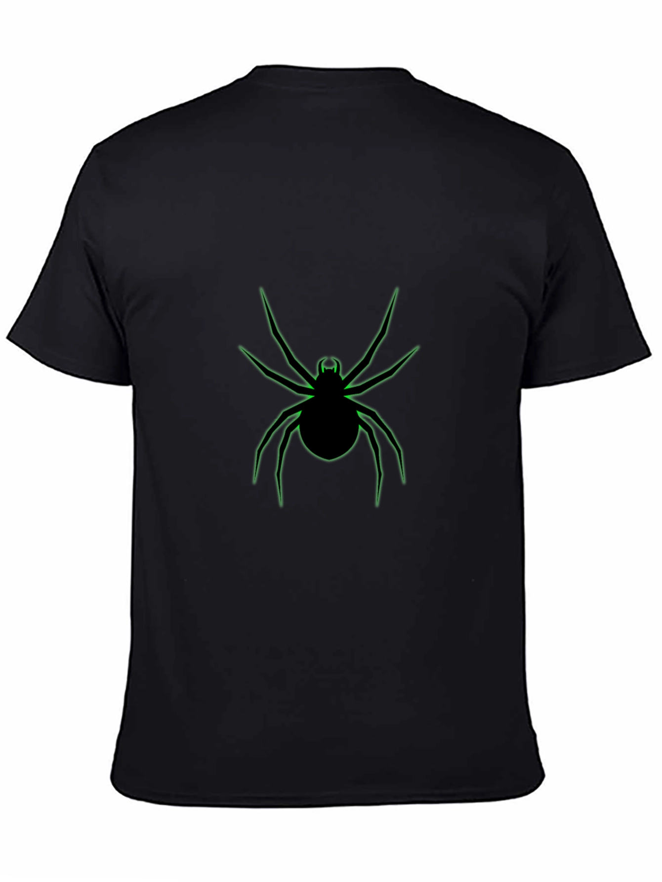 Black T-Shirt with Neon Green Spider Graphic