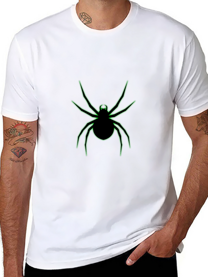 Black T-Shirt with Neon Green Spider Graphic