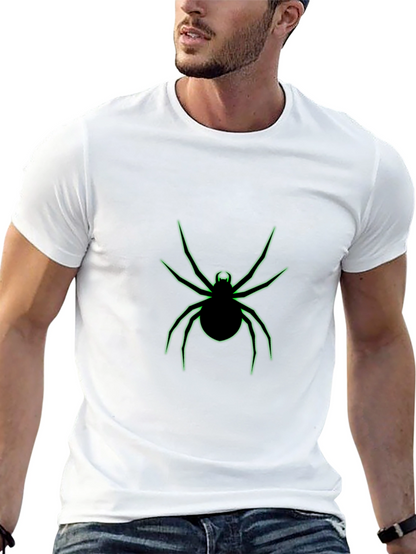 Black T-Shirt with Neon Green Spider Graphic