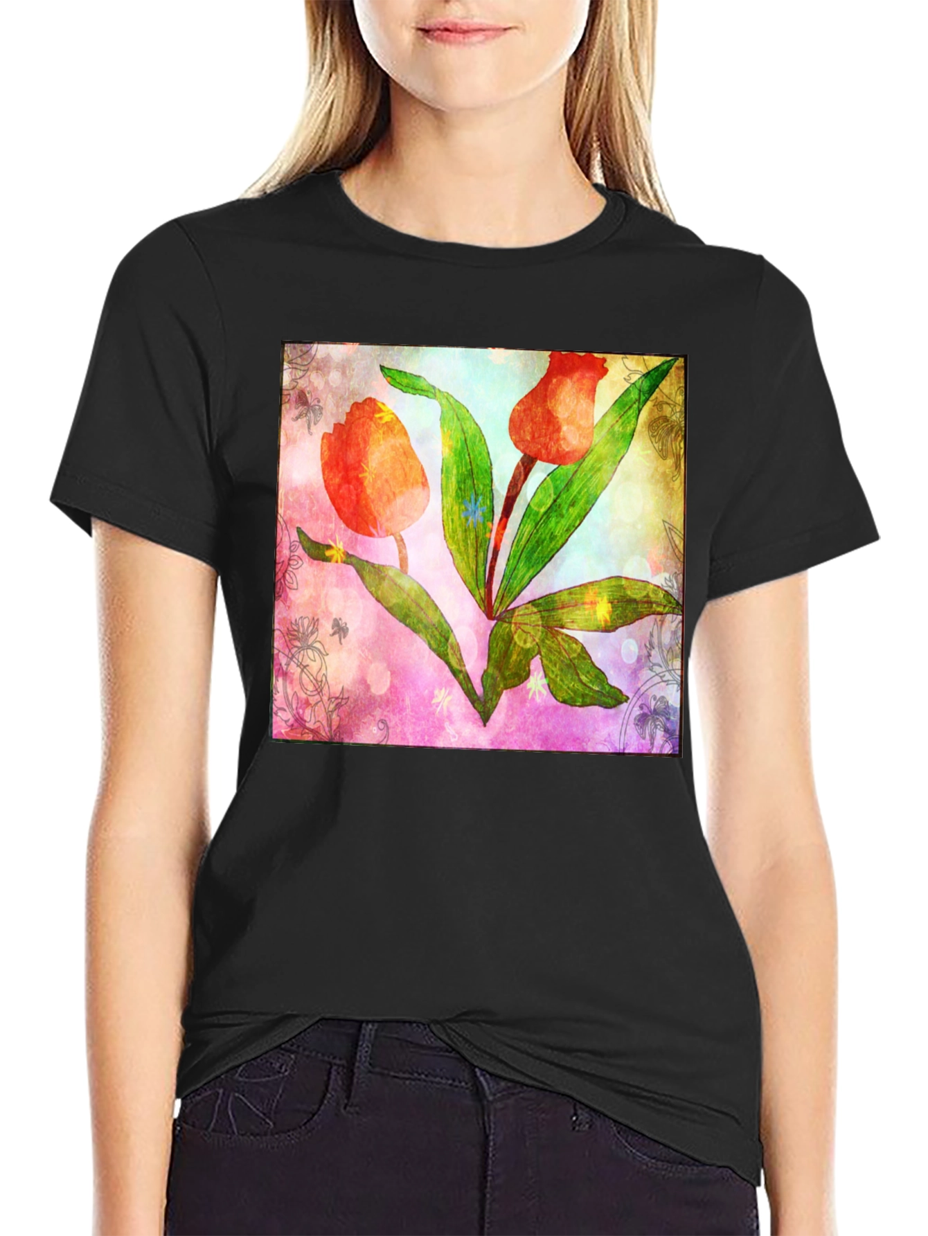 Floral Tulip Graphic T-Shirt