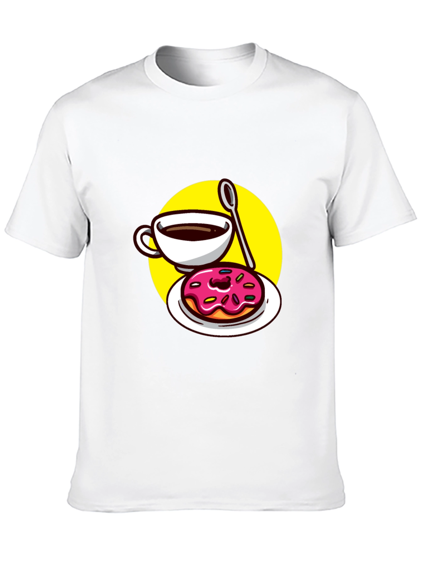 Coffee & Donut T-Shirt - Black Fun Graphic Tee