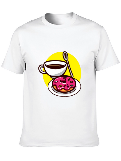 Coffee & Donut T-Shirt - Black Fun Graphic Tee