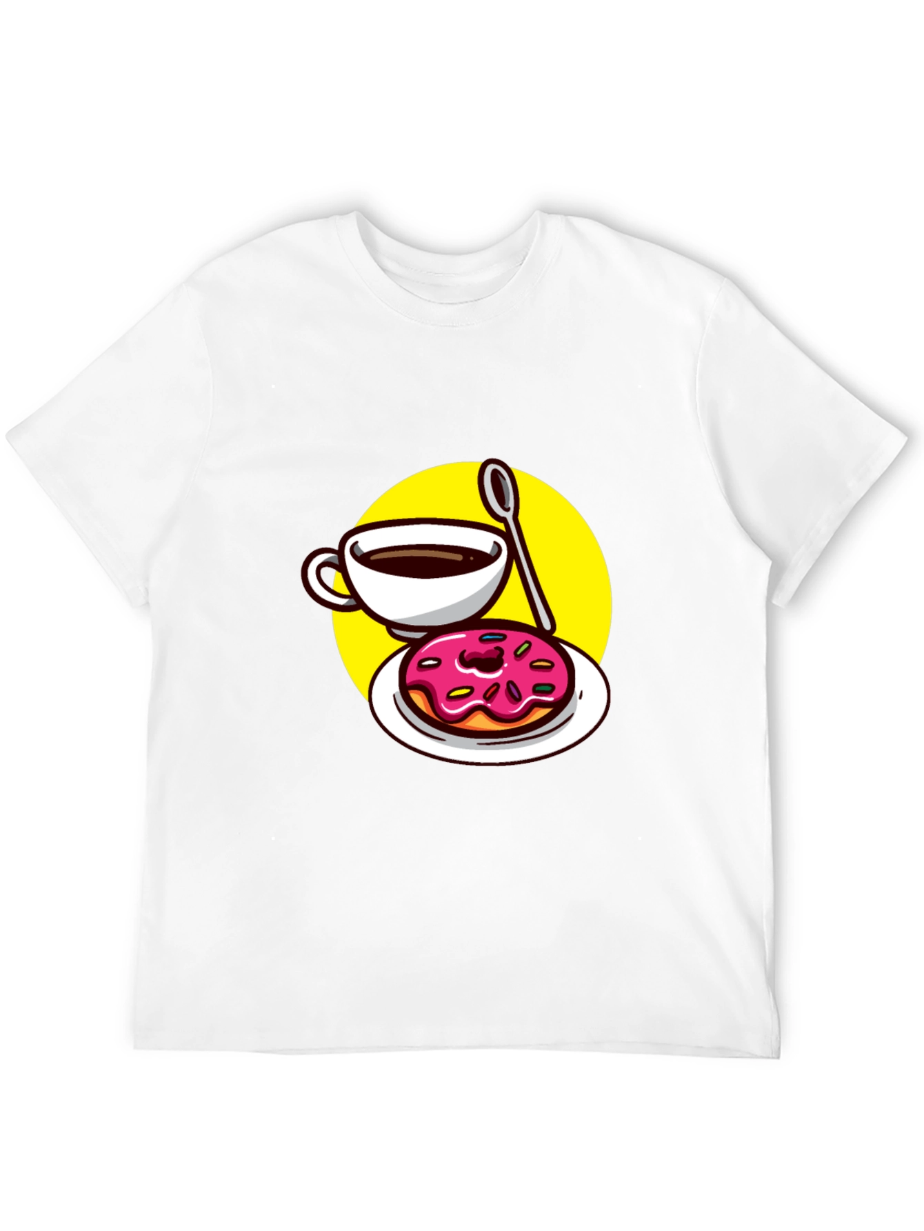 Coffee & Donut T-Shirt - Black Fun Graphic Tee