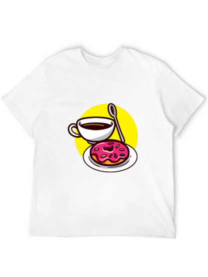Coffee & Donut T-Shirt - Black Fun Graphic Tee